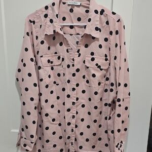 Studio Works Pink Top with Black Polka Dots